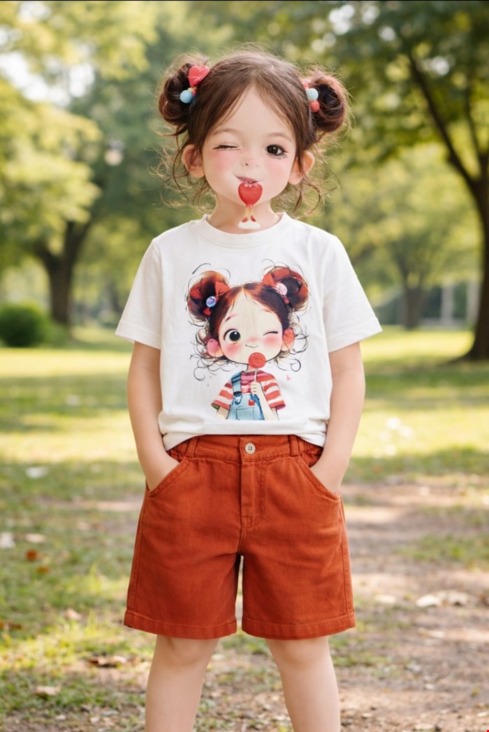 تیشرت و شلوارک طرح دختر
